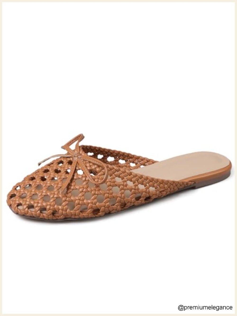 Woven Mule Flats for Women Slip-On Round Toe Mesh Ballet Flats